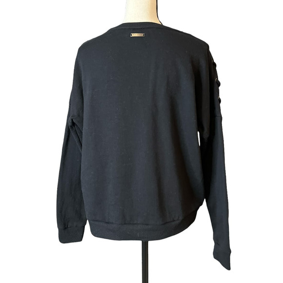 Betsey Johnson Performance Sweatshirt with Laced Shoulder Detail Size Medium - Picture 3 of 5